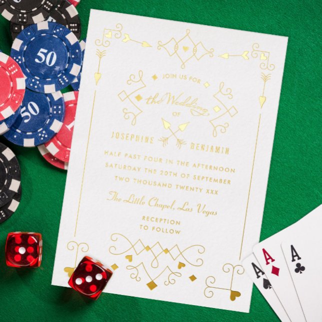 Elegante Cupid Arrows Herz Las Vegas Gold Folieneinladung (Von Creator hochgeladen)