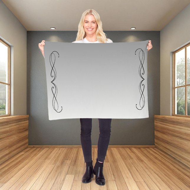 Elegante Curl Minimalistisch Modernes Grau Gradien Fleecedecke (Von Creator hochgeladen)