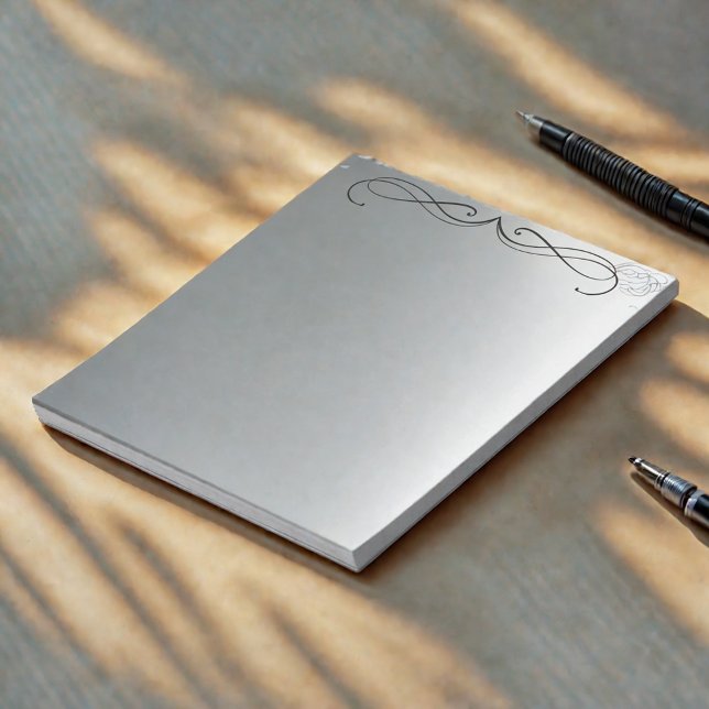 Elegante Curl Minimalistisch Modernes Grau Gradien Notizblock (Von Creator hochgeladen)