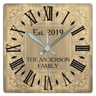 Elegante Custom Aquamarin Blue Viktorianisch Lace Quadratische Wanduhr