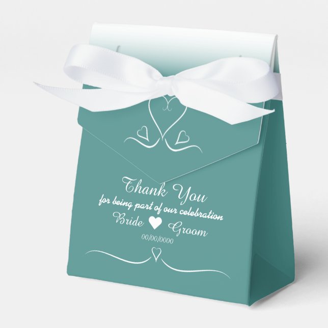 Elegante Custom Aquamarin Wedding Heart Favor Box Geschenkschachtel (Vorderseite)
