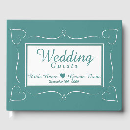 Elegante Custom Aquamarin Wedding Heart Gästebuch