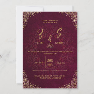 Elegante Custom Burgundy Wedding Einladung