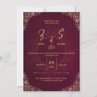 Elegante Custom Burgundy Wedding Einladung