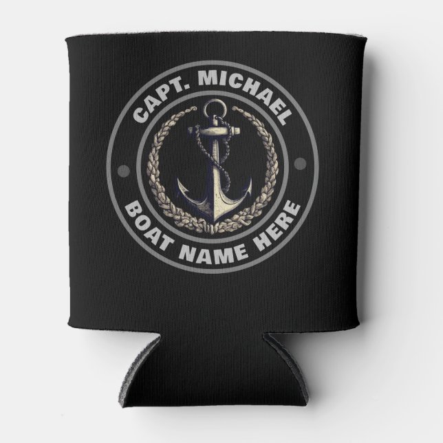 Elegante Custom Captain Boat Nautical Anchor Black Dosenkühler (Vorderseite)