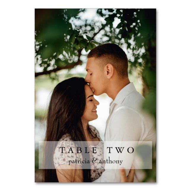 Elegante Custom Couple Foto Wedding Tischnummer (Vorderseite)