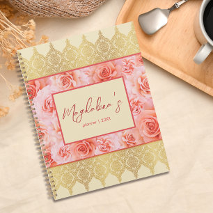 Elegante Custom Damask Yellow Floral Golden Lace Planer