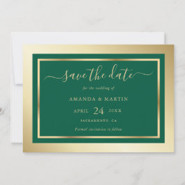 Elegante Custom Emerald Green und Gold Wedding Save The Date