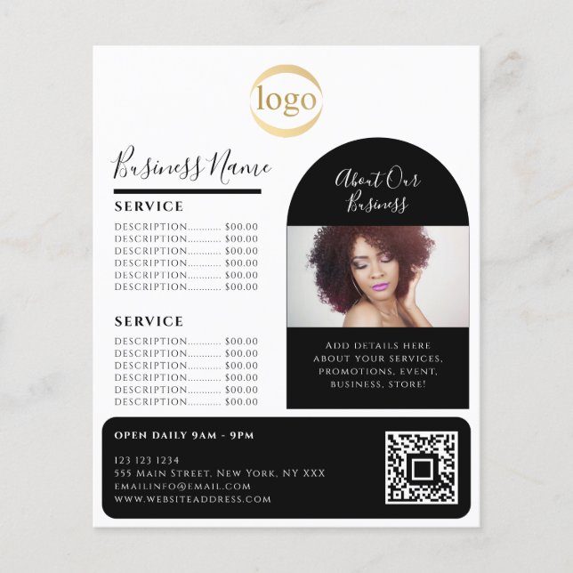 Elegante Custom Foto Logo Promocier Esthetician Flyer (Vorne)
