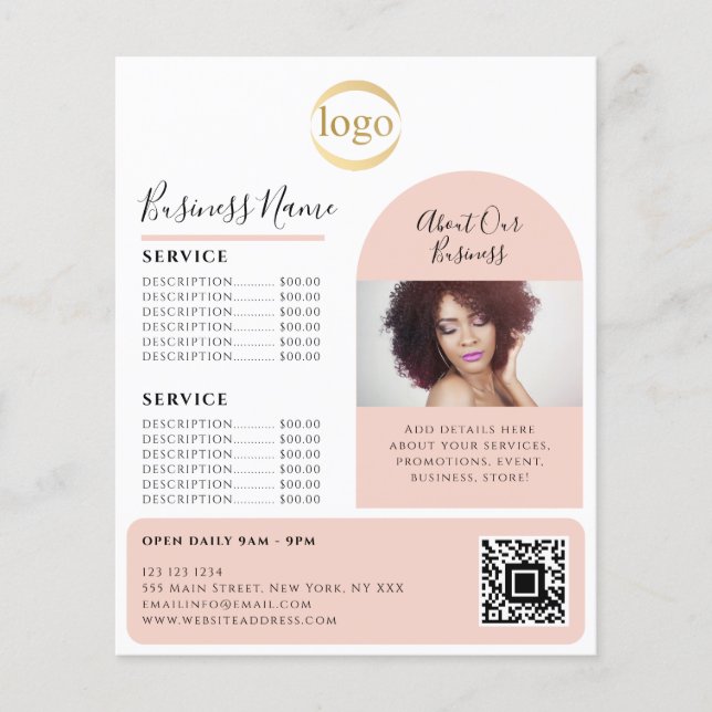Elegante Custom Foto Logo Promocier Esthetician Flyer (Vorne)