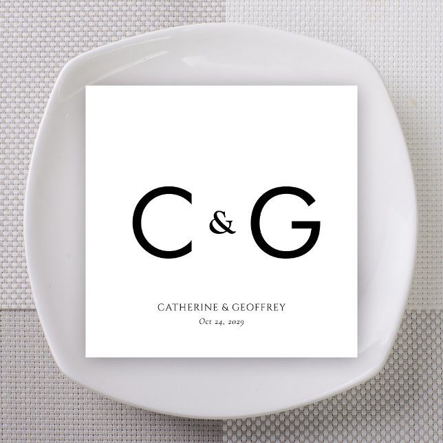 Elegante Custom Initials Monogram Wedding Napkins Serviette (Elegant Custom Initials Monogram Wedding Napkins)