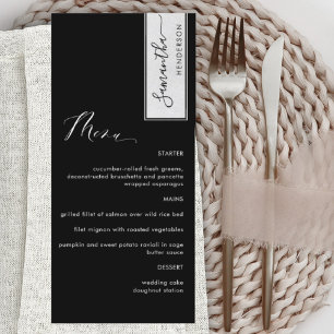 Elegante Custom mit Gast Name Black and White Menükarte