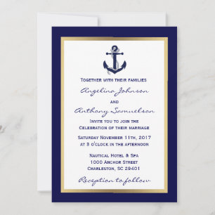 Elegante Custom Navy Blue Nautical Wedding Einladu Einladung
