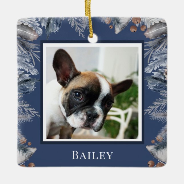 Elegante Custom Pet Watercolor Keramikornament (Vorderseite)