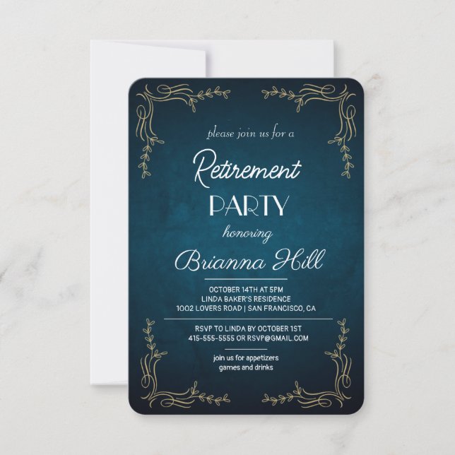 Elegante Custom Retirement Party Einladung (Vorderseite)