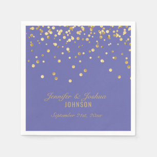 Elegante Custom VERY PERI Gold Confetti Wedding Serviette