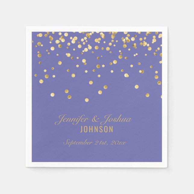 Elegante Custom VERY PERI Gold Confetti Wedding Serviette (Vorderseite)