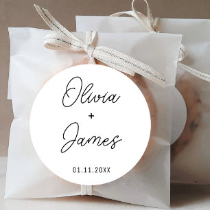 Elegante Custom Wedding Couple Name Gastgeschenk H Runder Aufkleber