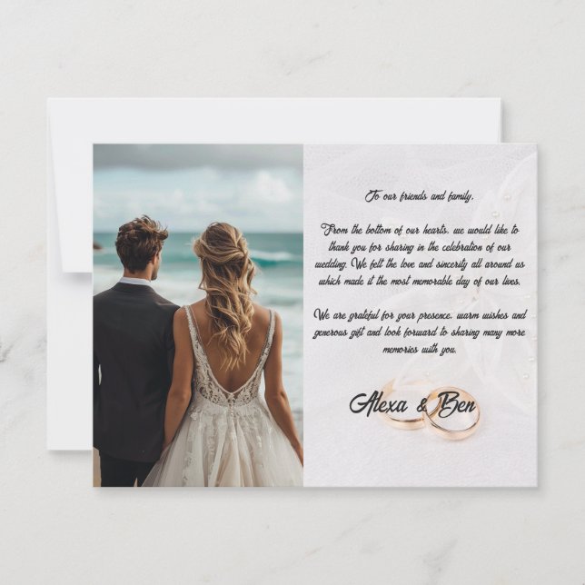 Elegante Custom Wedding Dankeschön Card mit Blume Mitteilungskarte (Vorderseite)
