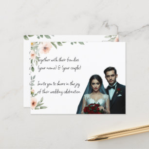 Elegante Custom Wedding Einladung Personalisiert Postkarte