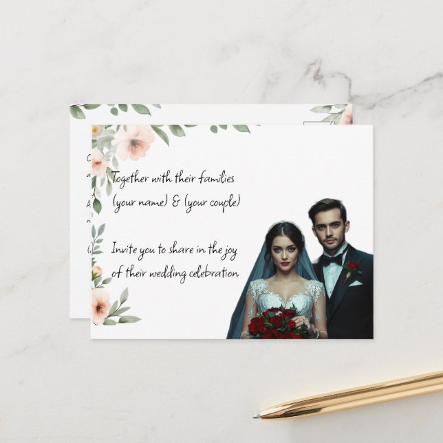 Elegante Custom Wedding Einladung Personalisiert Postkarte (Vorderseite/Rückseite Beispiel)