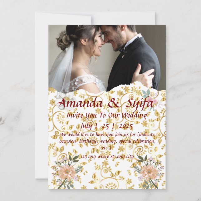 Elegante Custom Wedding Invitation Cards Feiertagskarte (Vorderseite)