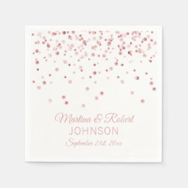 Elegante Custom White Rose Gold Confetti Wedding Serviette