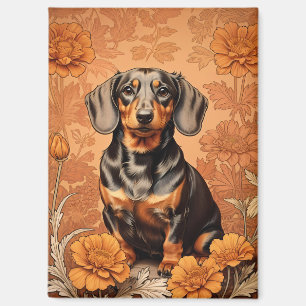 Elegante Dackel und Marigolds Magnet