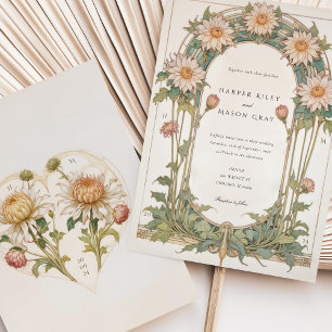 Elegante Dahlia-Art-Nouveau-Hochzeit Einladung