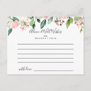 Elegante Dainty Autumn Floral Wedding Advice Card Postkarte