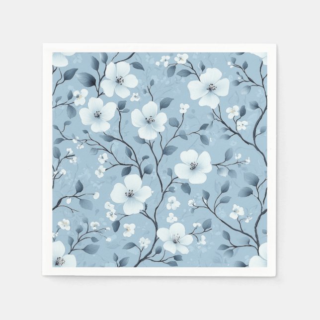 Elegante dainty-Blüten im blauen Hintergrund Serviette (Vorderseite)