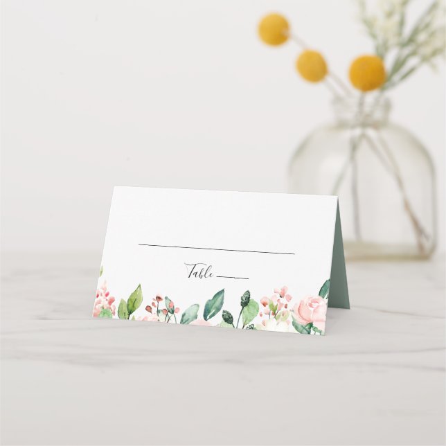 Elegante Dainty Herbst Floral Wedding Platzkarte (Vorderseite)