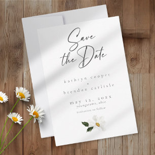 Elegante Daisy-Aquarell-Minimalist-Hochzeit Save The Date