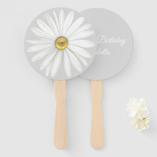 Elegante Daisy-Blume auf hellgrauem Silber-Geburts Fächer