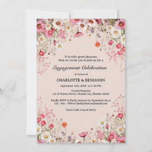 Elegante Daisy Floral Spring Engagement Party Einladung