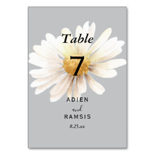 Elegante Daisy Gray Wedding Table Card Tischnummer