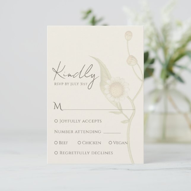 Elegante Daisy Wildblume UAWG Response Card RSVP Karte (Stehend Vorderseite)