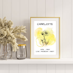 Elegante Daisy Yellow Single Schwarzer  Poster