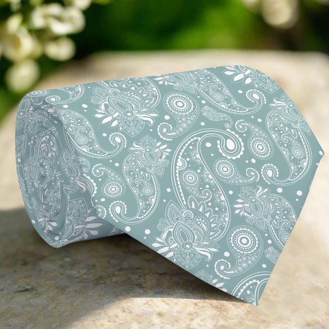 Elegante Damask-Blume im hellgrünen Hintergrund Krawatte (Von Creator hochgeladen)