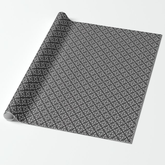 Elegante Damask: Blumenmuseum Geschenkpapier (Ungerollt)