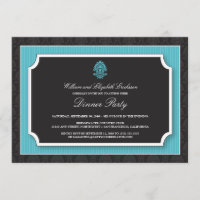 Elegante Damask Dinner Party Einladung (Aqua)