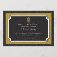 Elegante Damask Dinner Party Einladung (Gold)