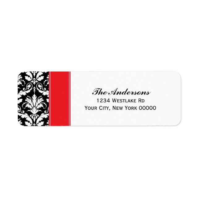 Elegante Damask Muster-Adressenzeichen (Vorne)