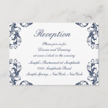 Elegante Damask Wedding Empfang Card