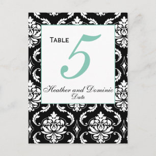 Elegante Damask Wedding Tischnummer Card 4