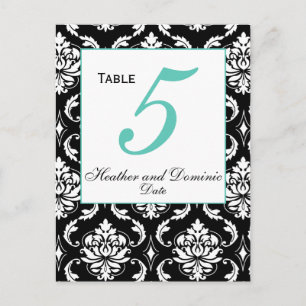 Elegante Damask Wedding Tischnummer Card 5