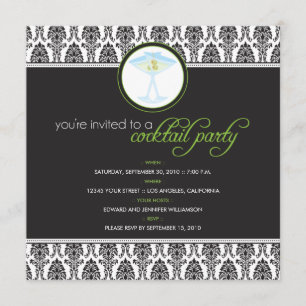 Elegante Damast-Cocktailparty-Einladung (limette) Einladung