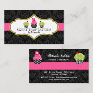 Elegante Damast-Cupcake-Bäckerei Visitenkarte