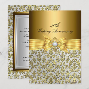 Elegante Damast-Einladung zum 50. Hochzeitstag Einladung