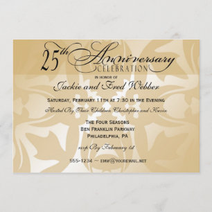 Elegante Damast-Einladung zur 25-Jahres-Feierparty Einladung